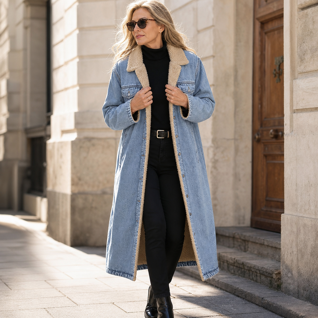 Denora | Denim Coat – Mit Warmem Teddy-Fleece-Futter