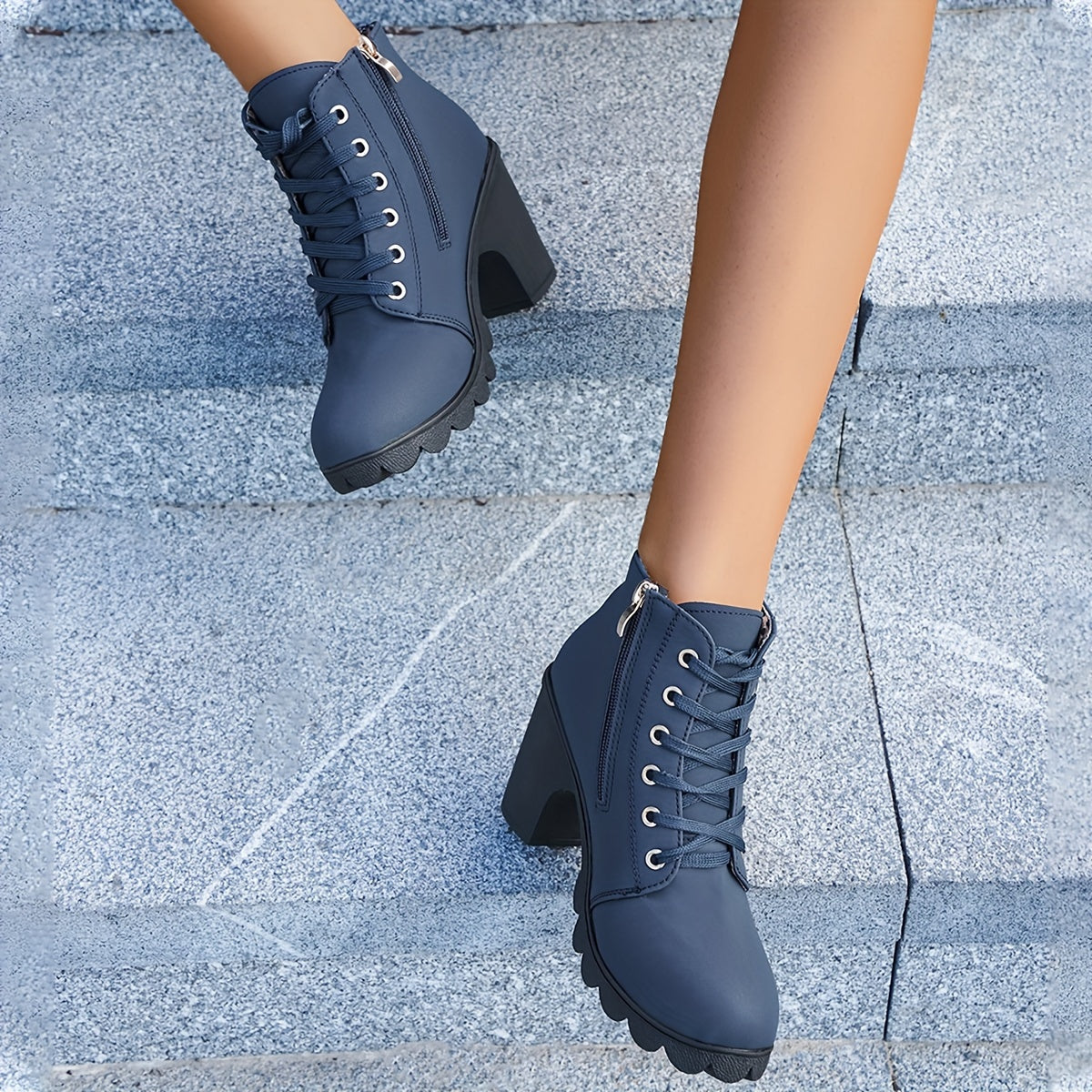 Leonora | Stilvolle Schnür-Stiefeletten mit Blockabsatz