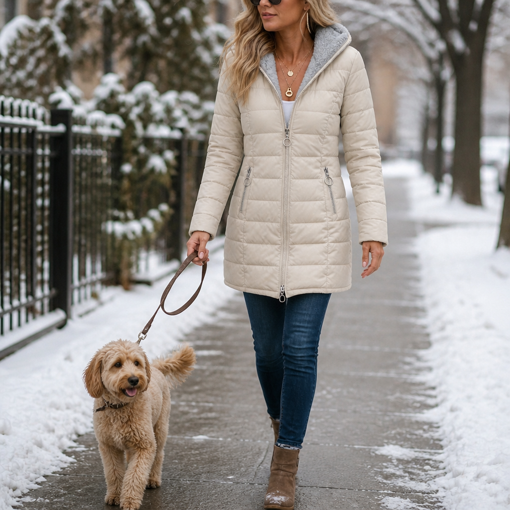 Wintervale | Hooded Longline Puffer Coat met Plush Lining