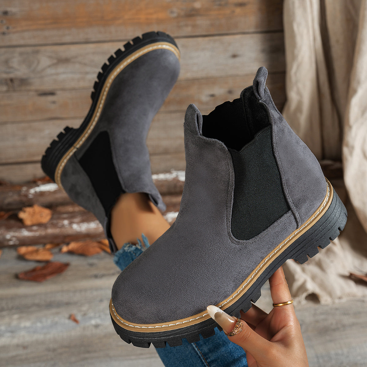 Karolin | Stilvolle und bequeme Chelsea Plateau Stiefeletten