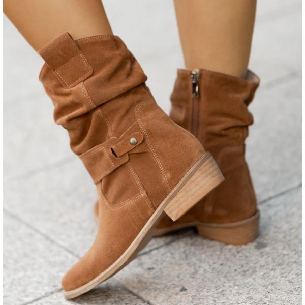 Juliane | Lässige Slouch Stiefeletten mit niedrigem Blockabsatz