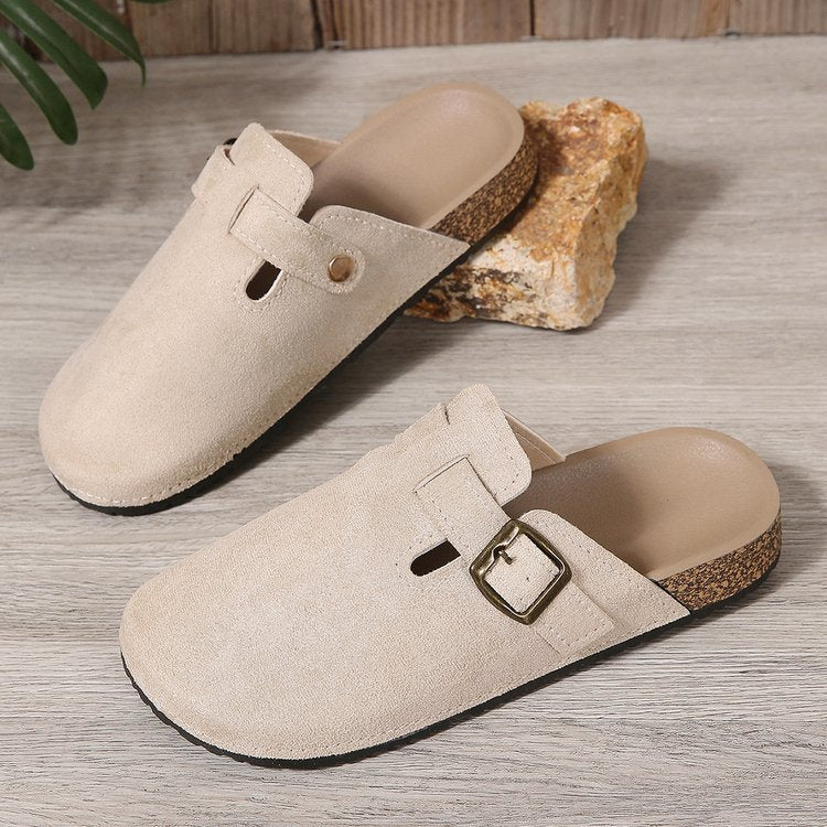 Christin | Elegante und stilvolle Wildleder Schnalle Pantoletten