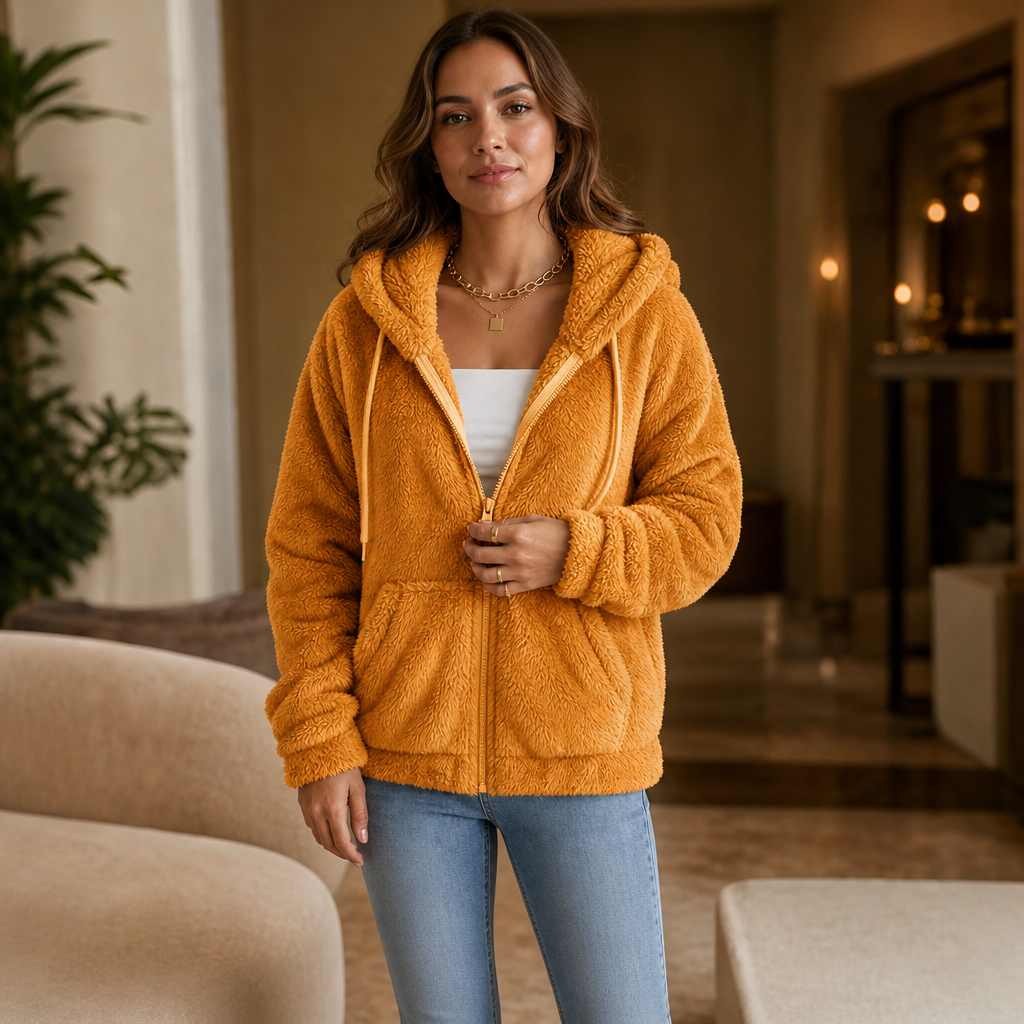 Cloudhug | Hooded Plush Zip-Up Jacket – Kuscheliger Stil für Frauen