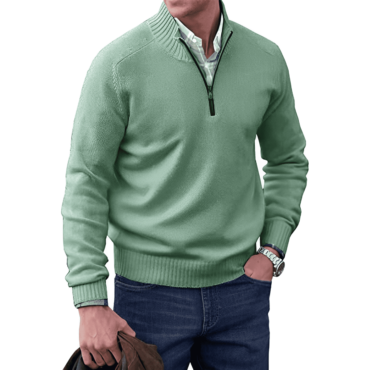David | Cashmere Sweater – Eleganter Zip-Up Stil für Herren