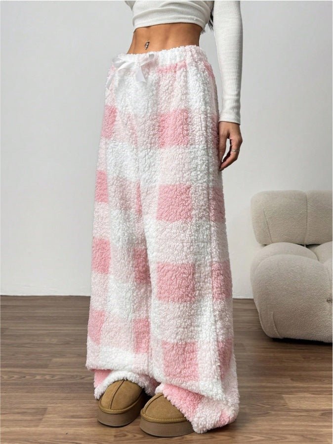 Drune | Fleece Pants – Cozy Checked Lounge Style for Women