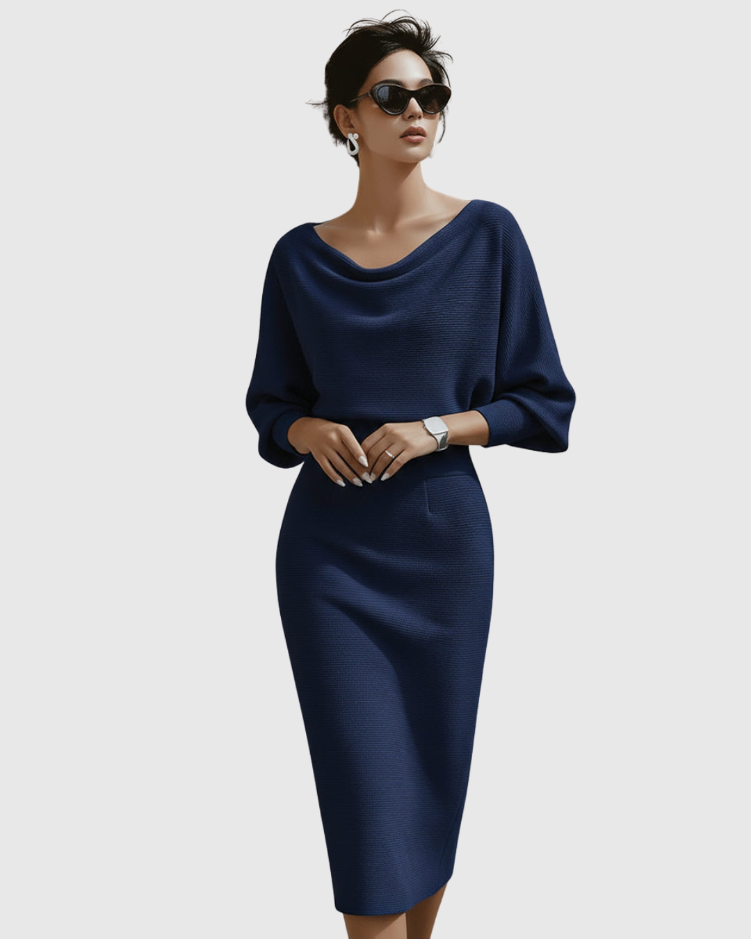 Adele | Elegantes, Fließendes &amp; Raffiniertes Midikleid mit Fledermausärmeln 1