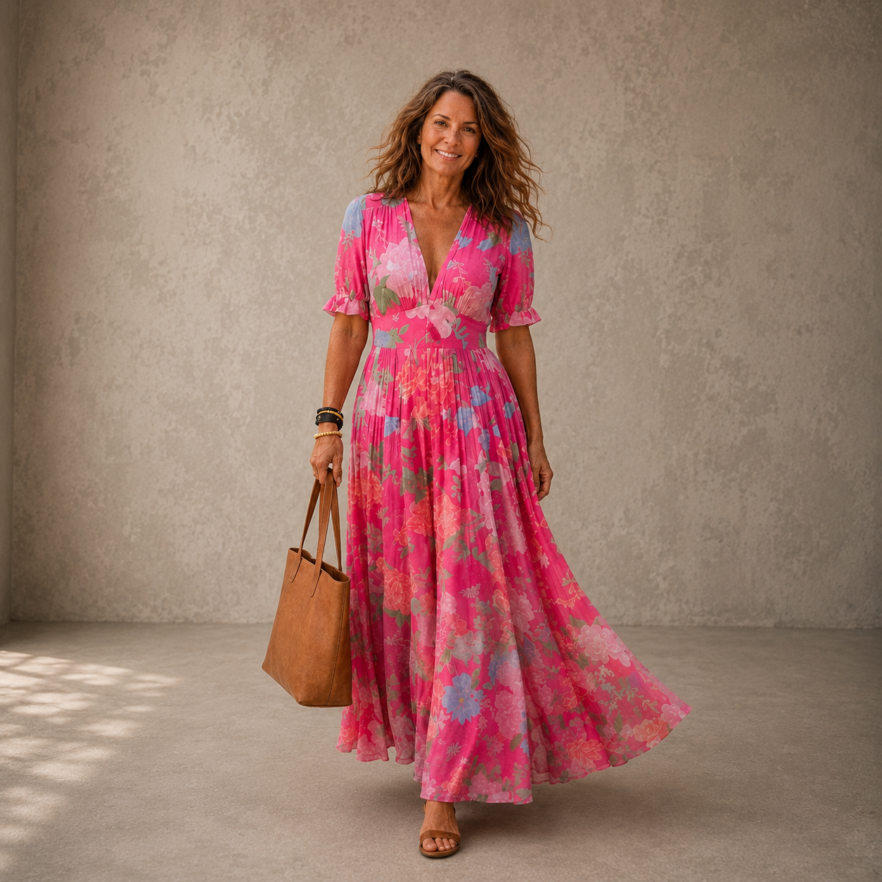 Adele | Florales Plissé-Maxikleid für Damen – Elegant & Fließend für den Sommer 1