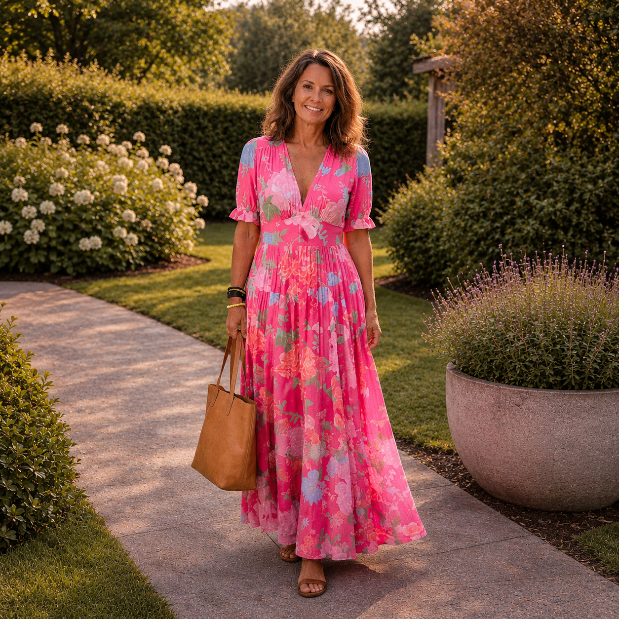 Adele | Florales Plissé-Maxikleid für Damen – Elegant & Fließend für den Sommer 2