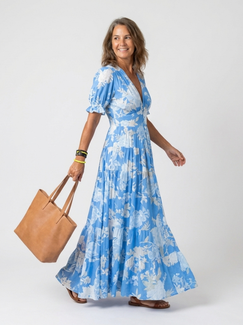 Adele | Florales Plissé-Maxikleid für Damen – Elegant & Fließend für den Sommer 8