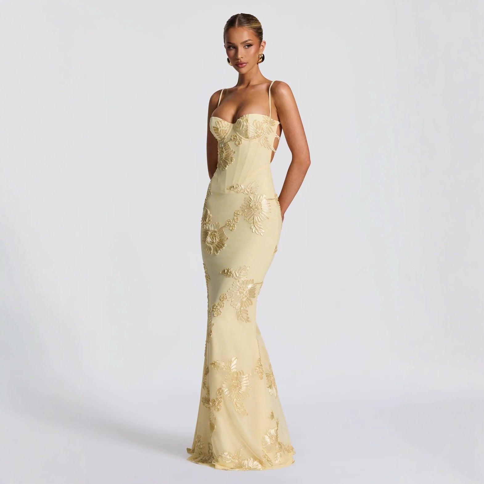 Aelara | Maxikleid Blumenverzierung Elegante Meerjungfrau Stil 0