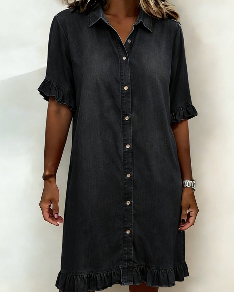 Alfie | Atmungsaktives, Elegantes Damenkleid – Gerafftes Jeanskleid für Komfort und Stil 1