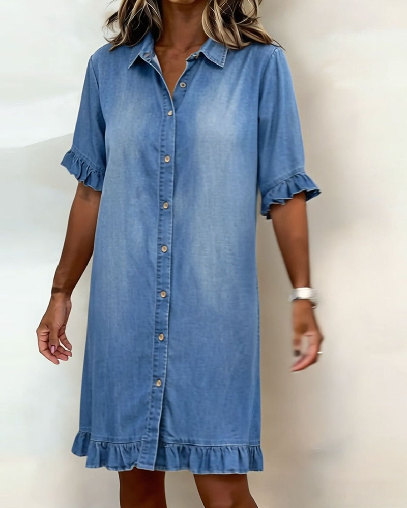 Alfie | Atmungsaktives, Elegantes Damenkleid – Gerafftes Jeanskleid für Komfort und Stil 3