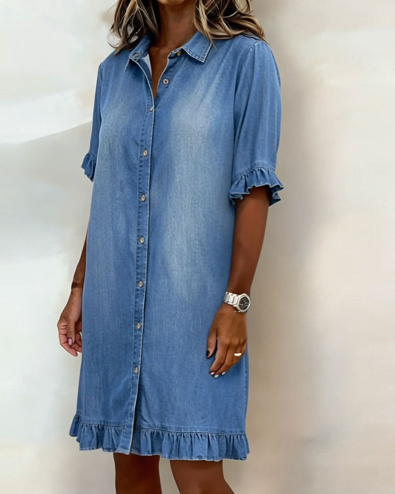 Alfie | Atmungsaktives, Elegantes Damenkleid – Gerafftes Jeanskleid für Komfort und Stil 5