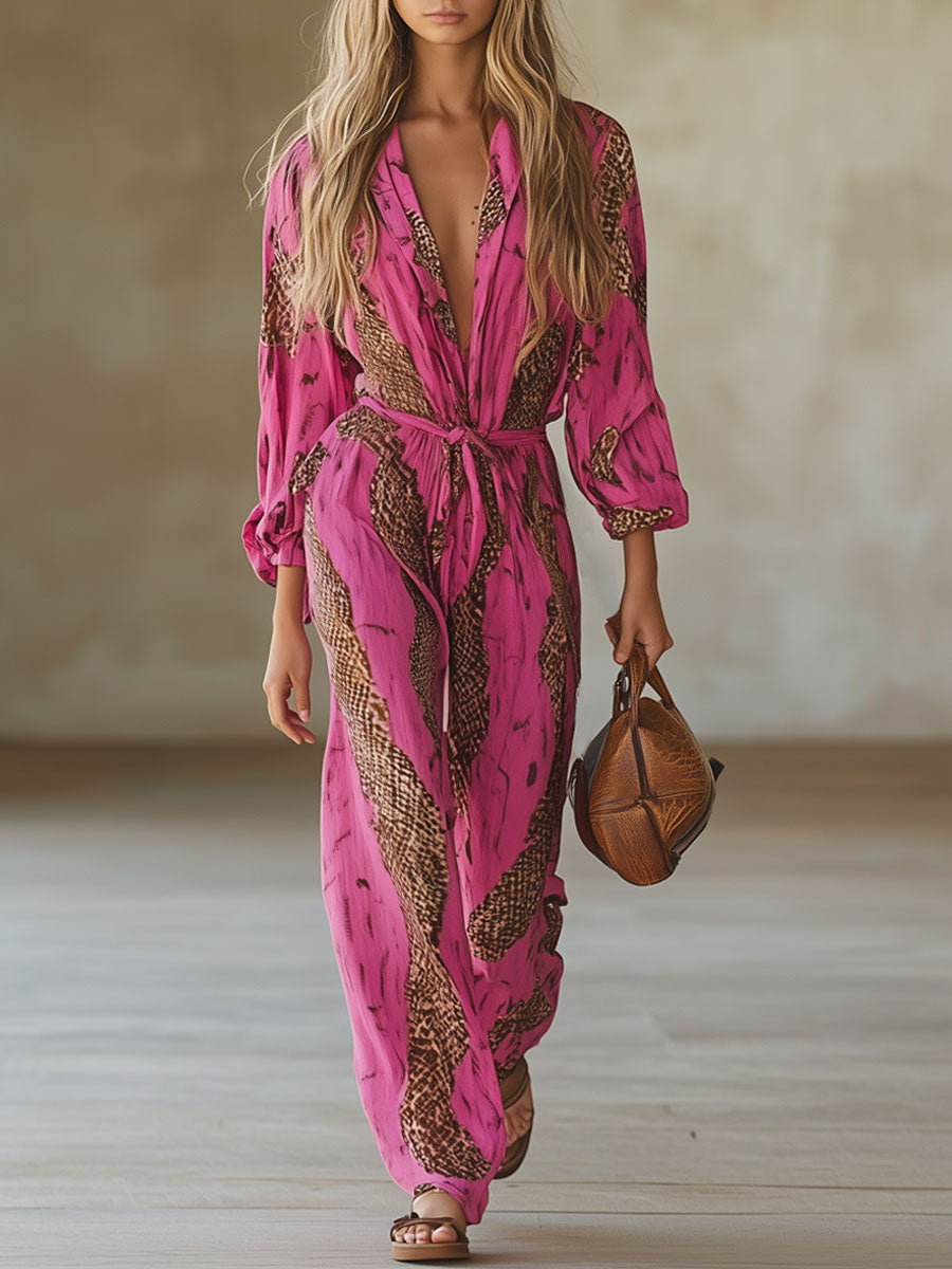 Allegra | Eleganter, Bequemer &amp; Auffälliger Damen-Overall mit Leopardenmuster 0