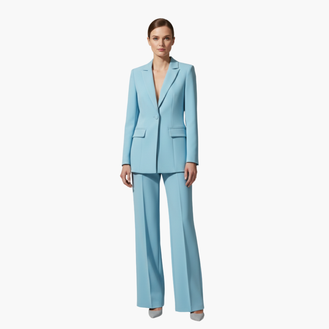 Allegra | Elegantes, Strukturierte Damen Blazer-Anzug-Set in Hellblau 0