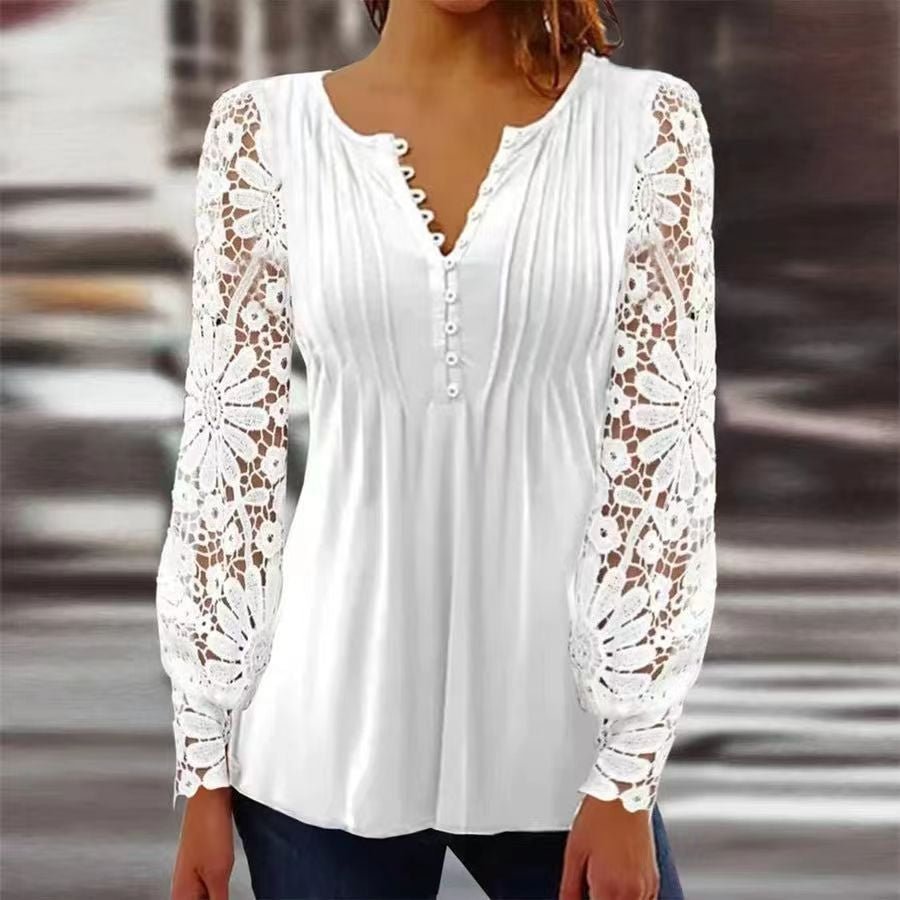 Amelia | Elegante und atmungsaktive Henley-Bluse mit Blumenmuster 0