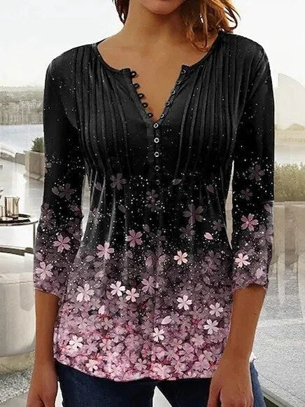 Amelia | Elegante und atmungsaktive Henley-Bluse mit Blumenmuster 9