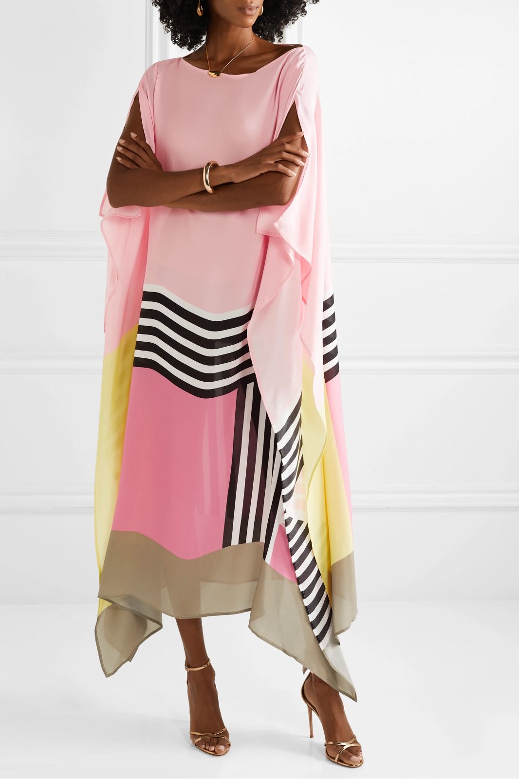 Aria | Geometrisches Druckdesign Damenkleid mit Fledermausärmeln – Locker, Fließend &amp; Ideal für Warme Tage 0
