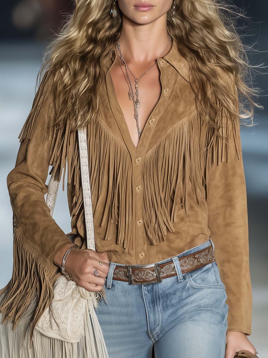 Aspen | Authentisches, Bequemes &amp; Stilvolles Damen-Fransen-Westernhemd 0