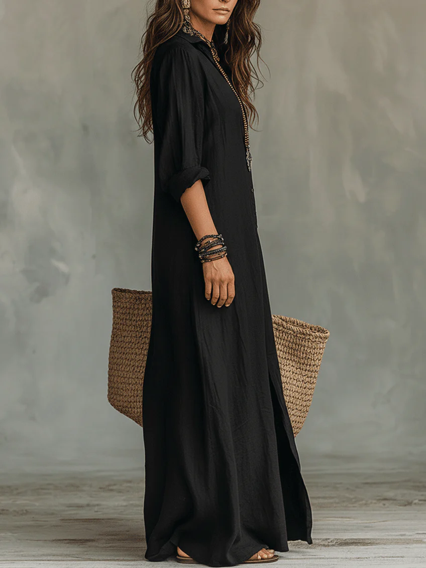 Aurelia | Elegantes, Fließendes Maxikleid Sommer – Schwarzes Langes Kleid für Stilbewusste 3