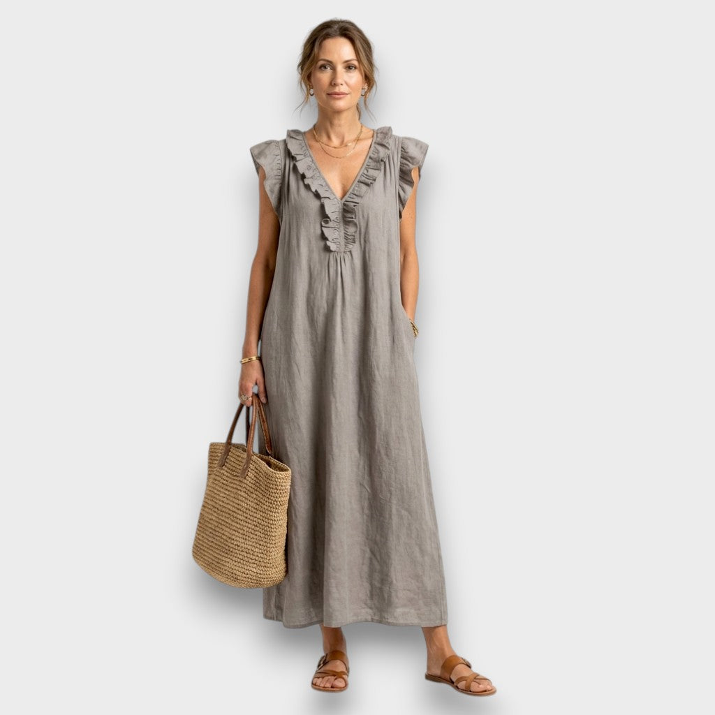 Aurelia | Elegantes, Leichtes &amp; Feminines Maxi-Leinenkleid 0