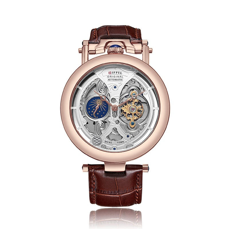Aurelius | Elegante Skelettuhr Herren Uhr mit Lederarmband 0
