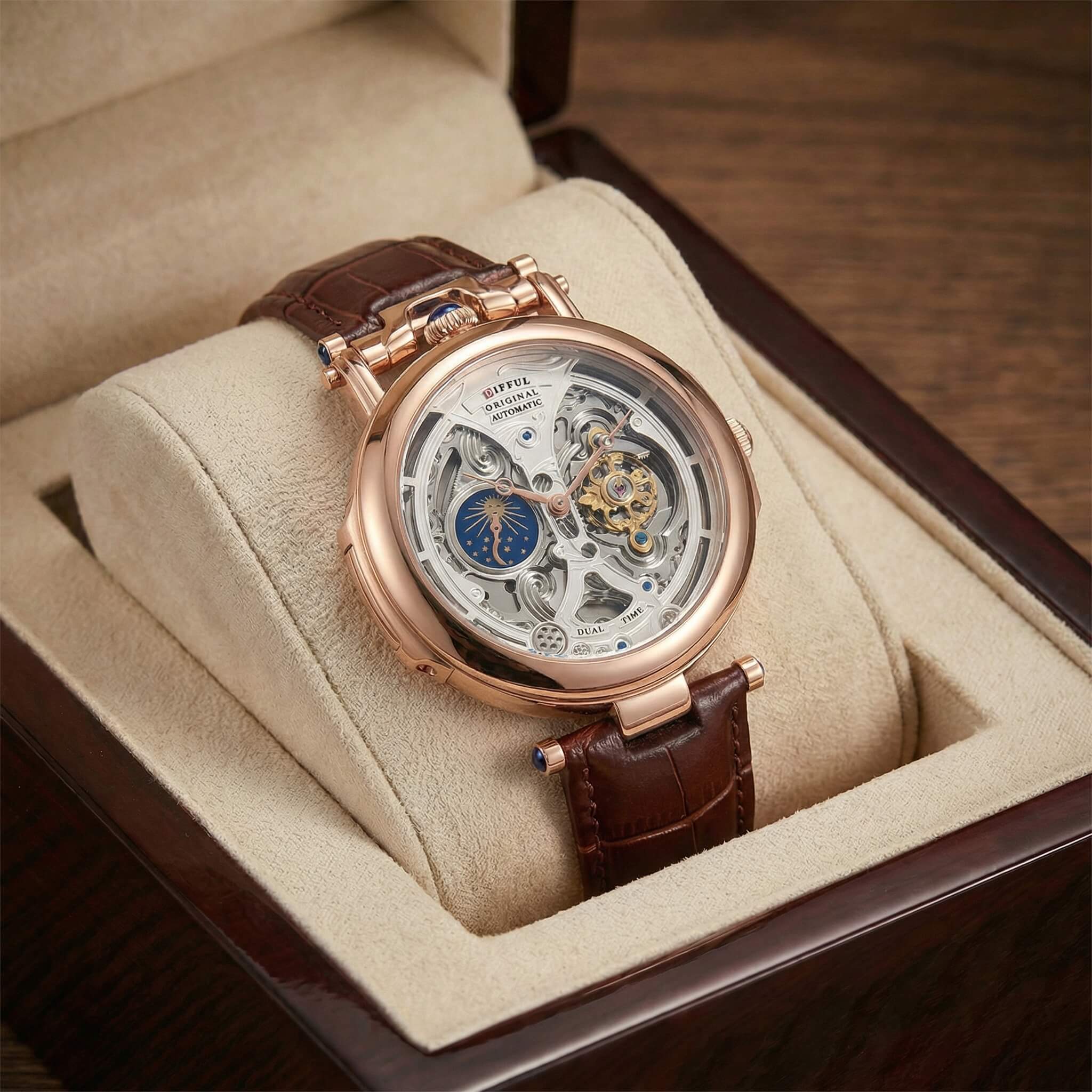 Aurelius | Elegante Skelettuhr Herren Uhr mit Lederarmband 1