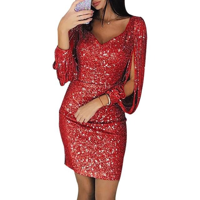 Aurielle | Funkelndes Und Elegantes Damen-Paillettenkleid Mit V-Ausschnitt 1