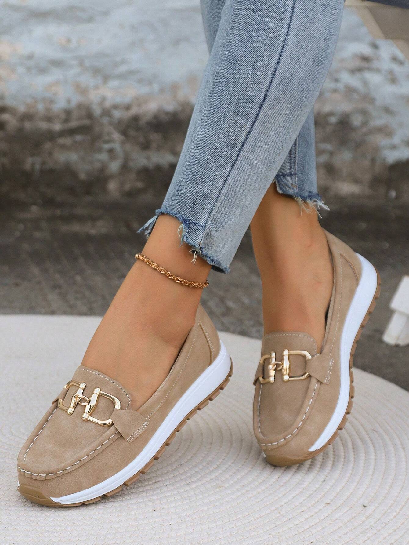 Azelia | Elegante Damen Loafer mit Goldfarbener Schnalle – Bequeme Penny Loafer Damen für Stil und Komfort 0