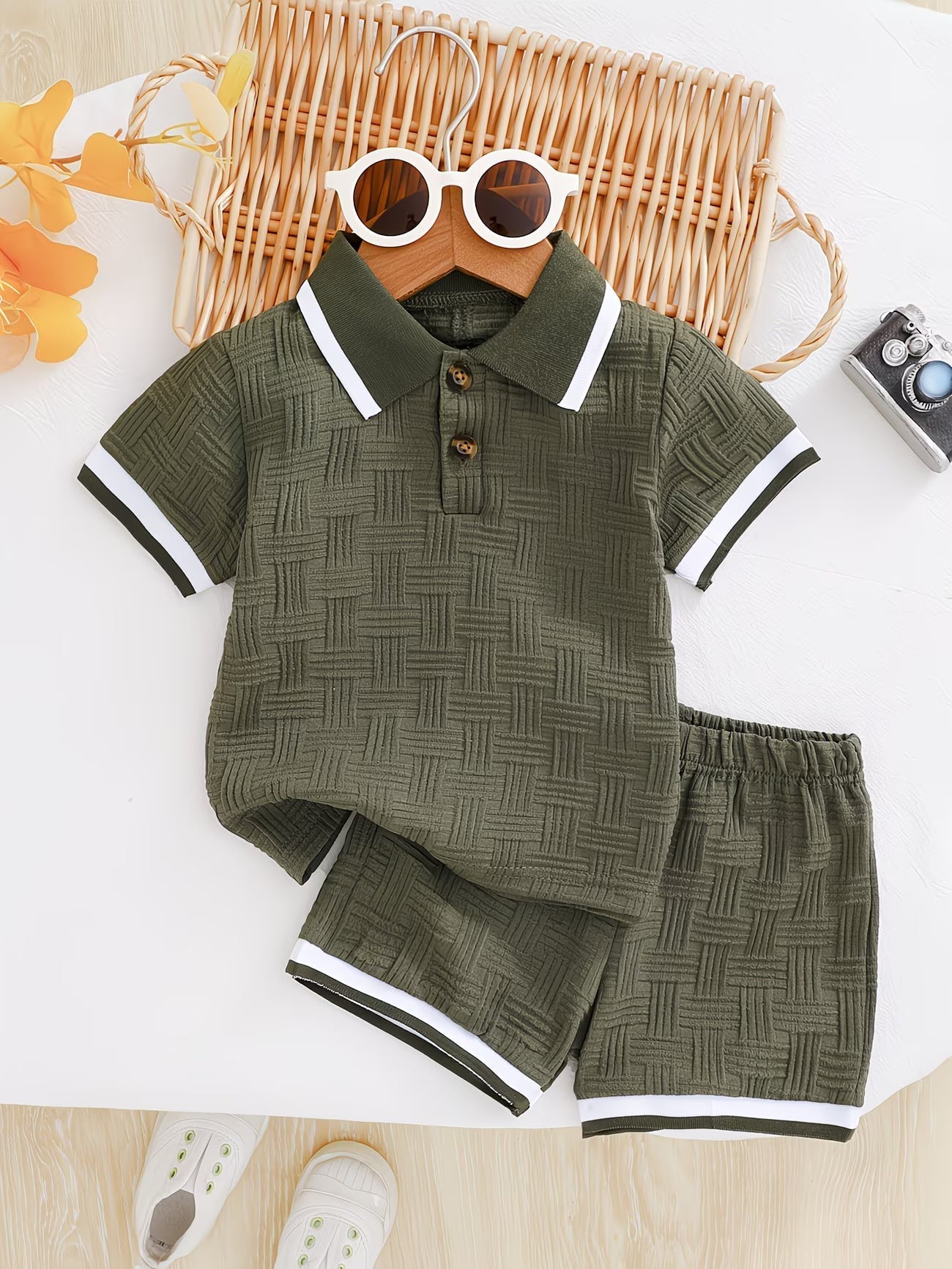 Basil | Atmungsaktives, Texturiertes Polo-Set mit Shorts für Komfort & Stil 0