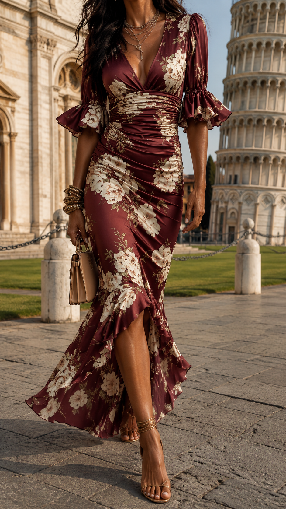 Bella | Elegantes, Fließendes &amp; Feminines Maxikleid mit Blumenmuster 6