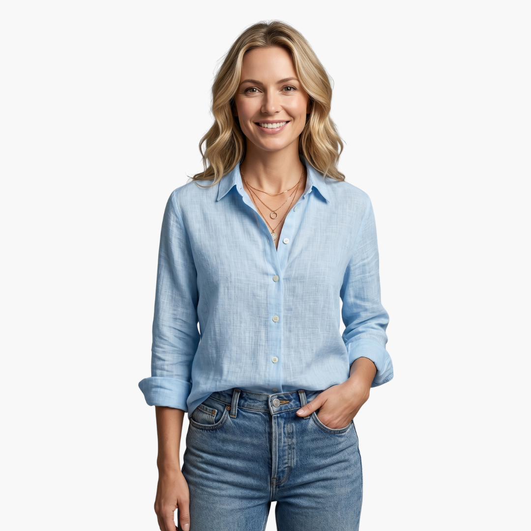Biana | Elegantes Damen Hemd Langärmlig in Hellblau – Bequem & Vielseitig 1