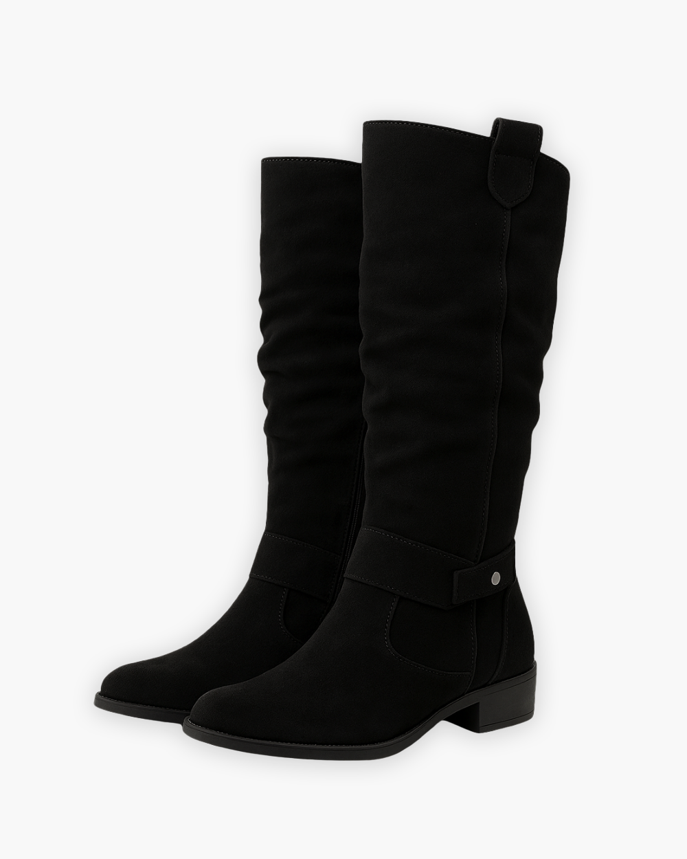 Flache kniehohe Stiefel mit Reißverschluss