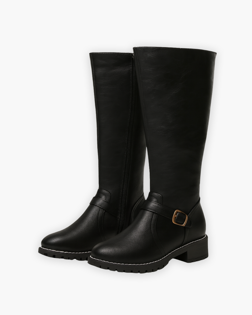 Schnallen kniehohe Stiefel mit Profilsohle