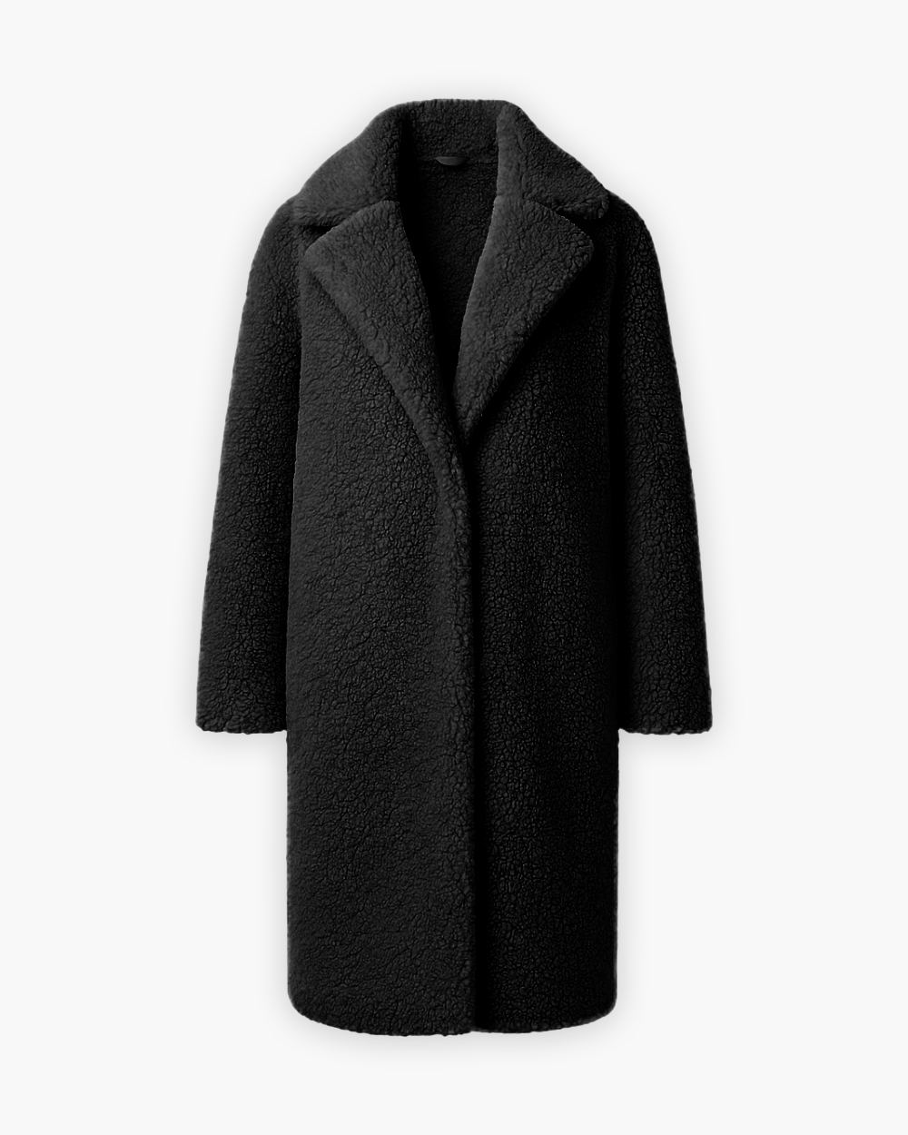 Langer Teddy Mantel mit Reverskragen