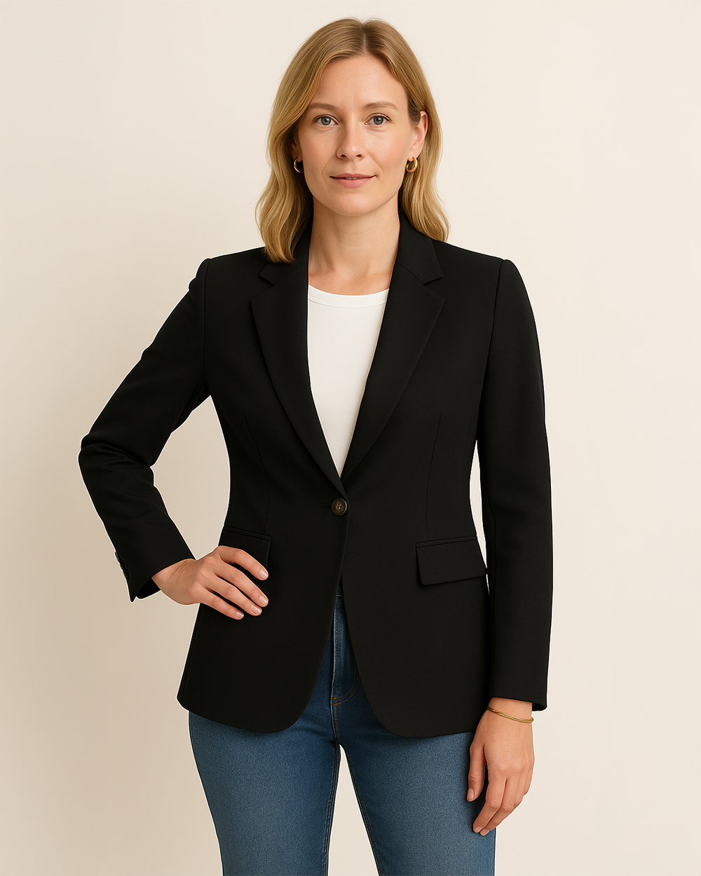 Taillierter Blazer mit Ein-Knopf-Verschluss