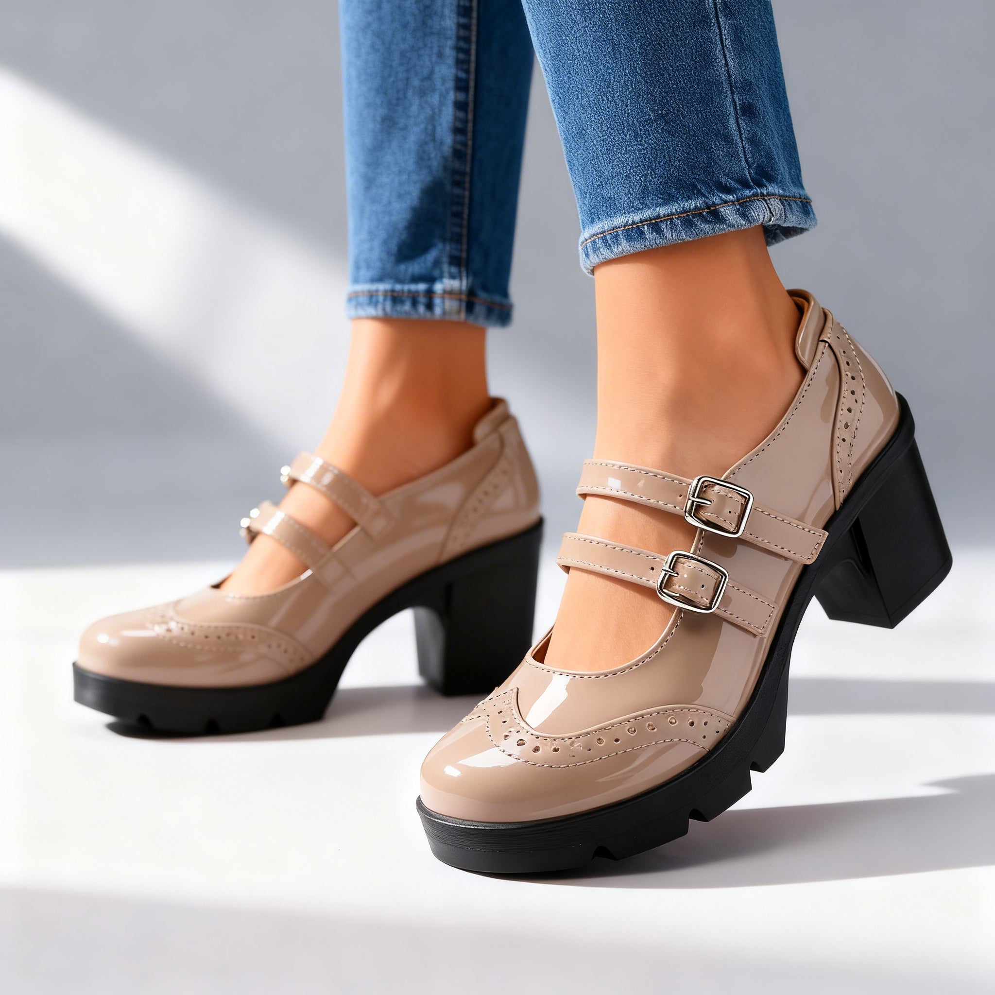 Brexley | Damen Schuhe Schuhe Damen Mary Jane Doppelriemen Elegant Casual 4