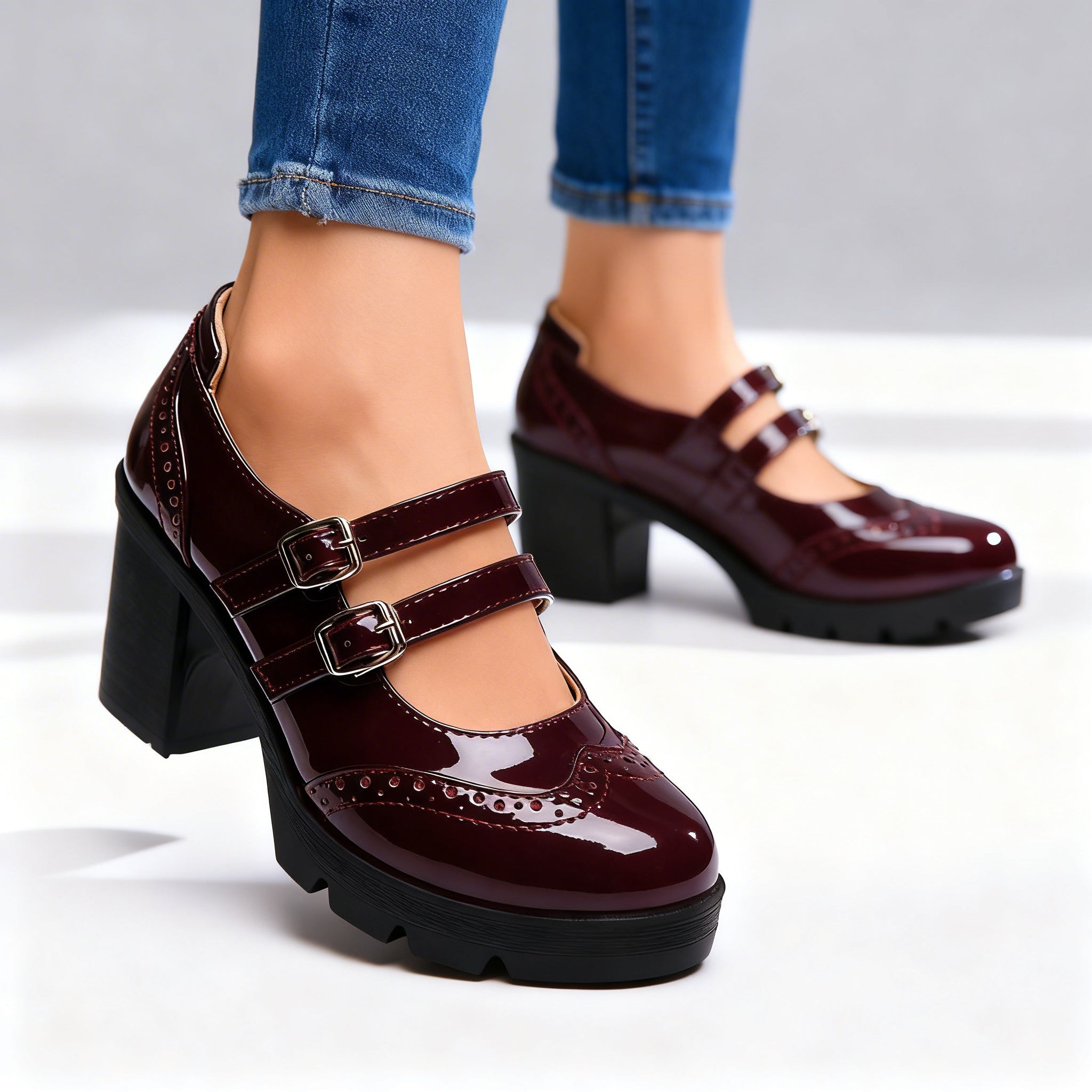 Brexley | Damen Schuhe Schuhe Damen Mary Jane Doppelriemen Elegant Casual 5