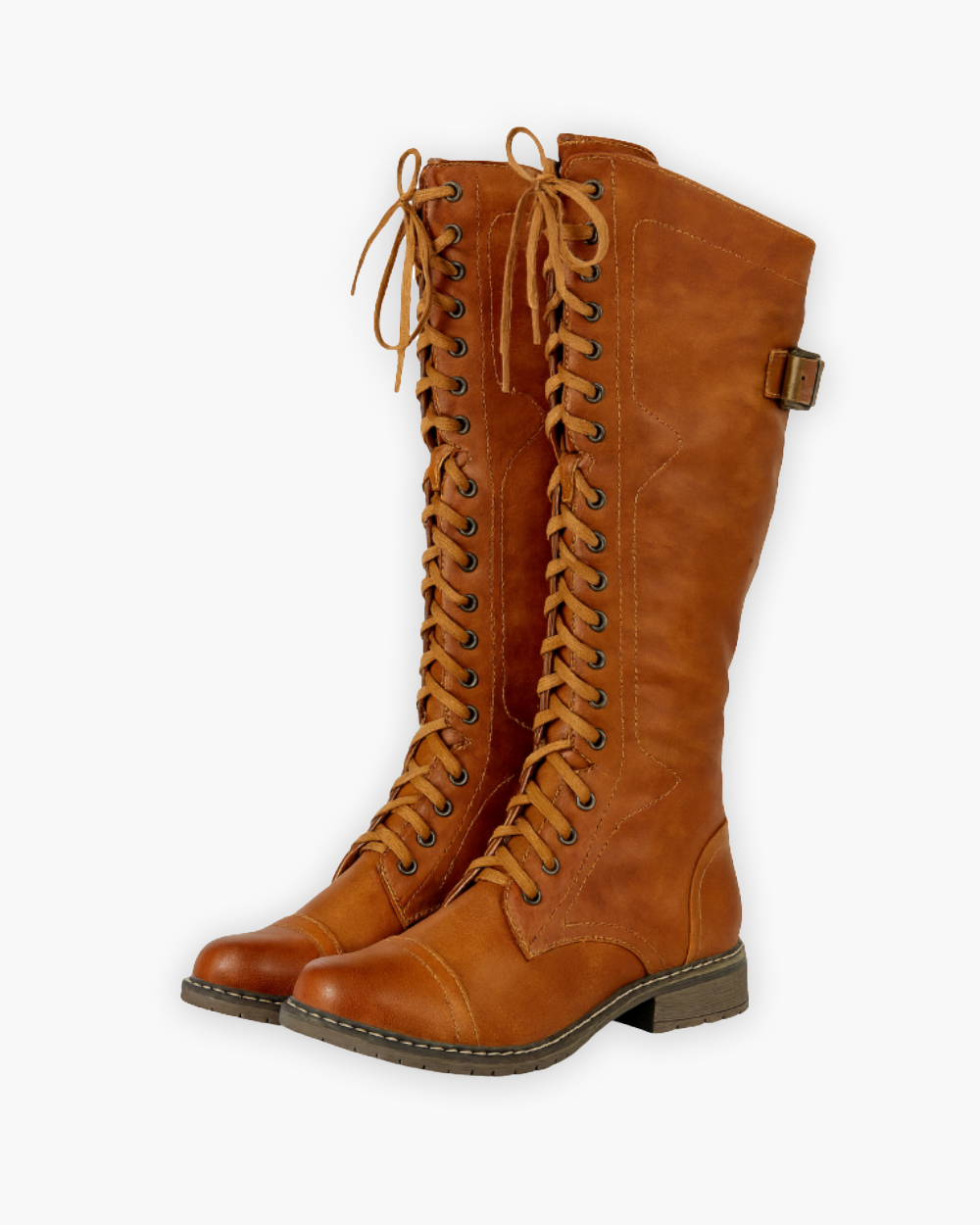 Kniehohe Schnürstiefel mit Blockabsatz