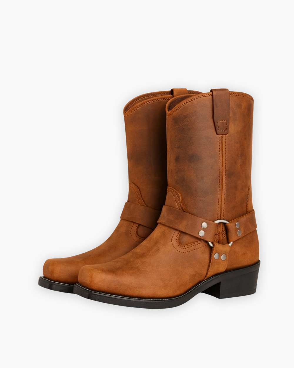 Mittelhohe Biker Stiefeletten mit seitlicher Schnalle