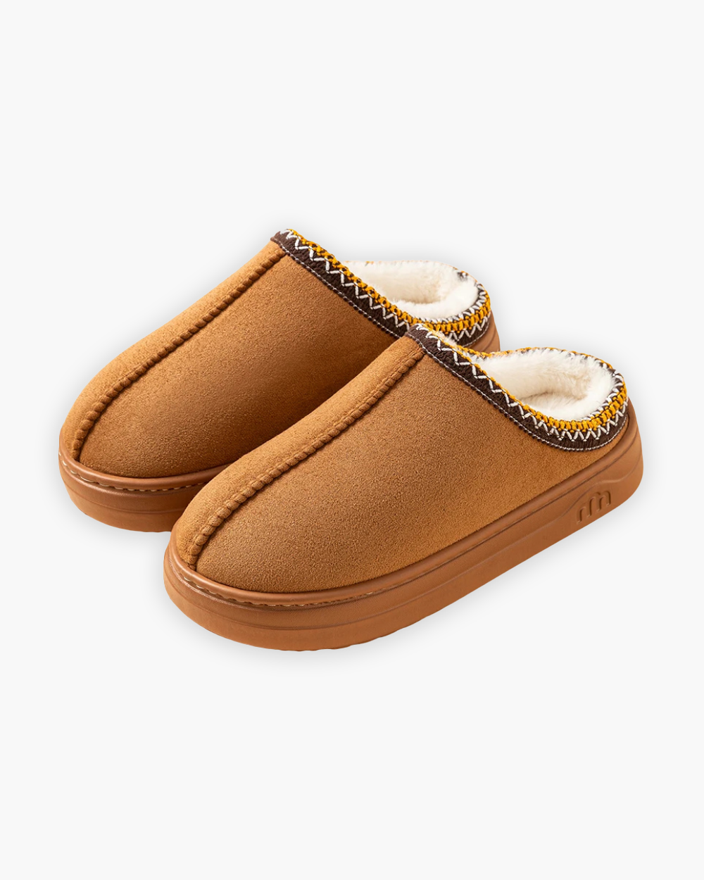 Gefütterte Hausschuhe mit Ziernaht