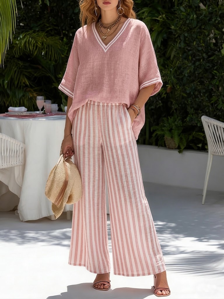 Brynn | Bequemes, Elegantes Damen Set – V-Ausschnitt & Weite Beine für Stil und Komfort 1