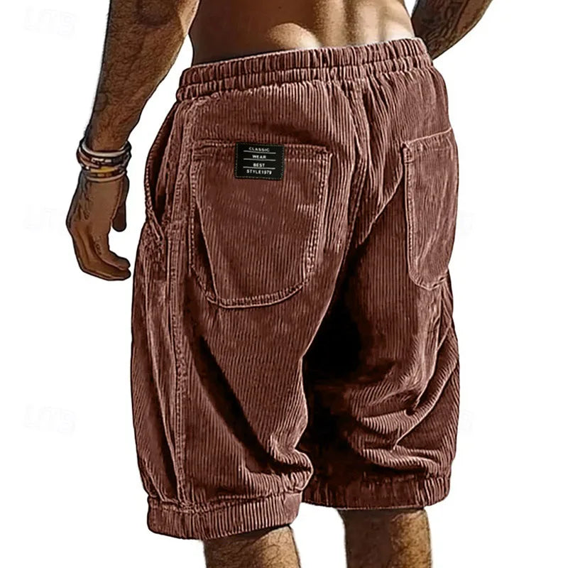 Caden | Bequeme, Einfarbige &amp; Vintage Herren Cord Shorts 3