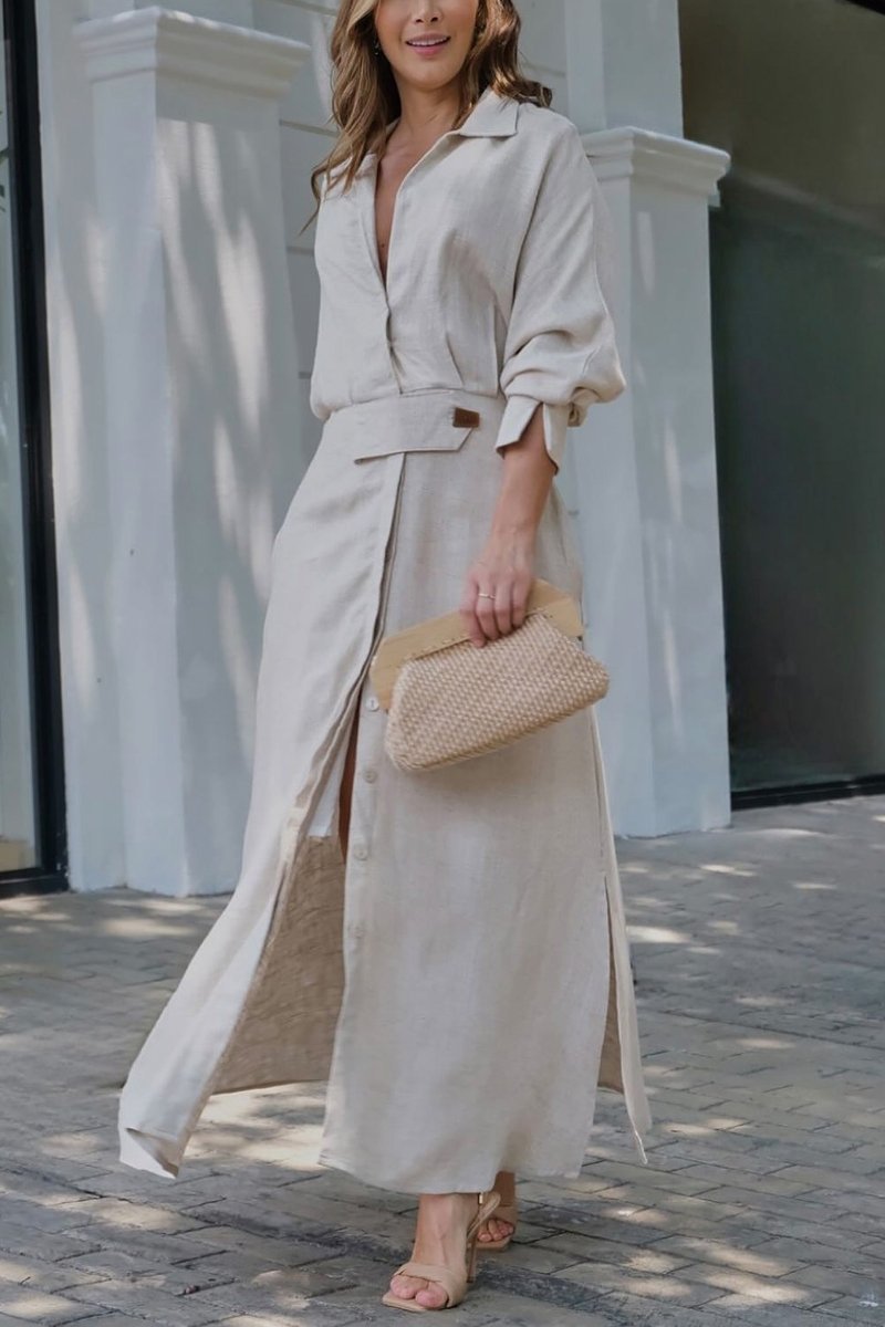 Camille | Elegantes Damen Maxikleid – Strukturierter Schnitt, Taillengürtel &amp; Ideal für den Sommer 0