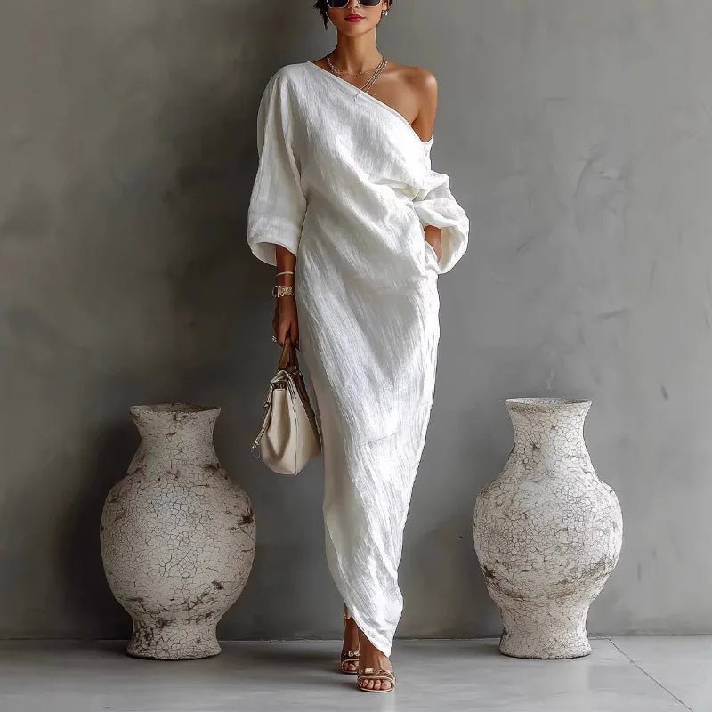 Celia | Elegantes, Atmungsaktives Maxikleid für Damen – Sommer One-Shoulder-Look 0
