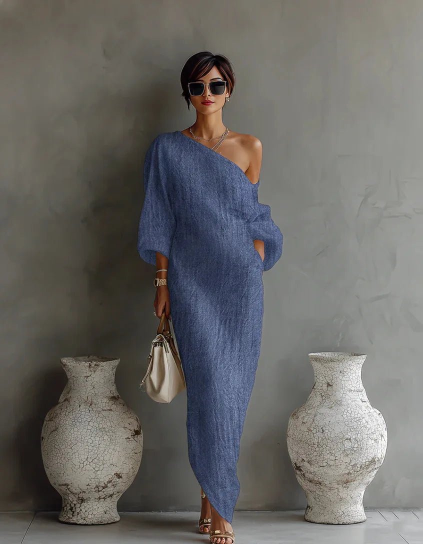 Celia | Elegantes, Atmungsaktives Maxikleid für Damen – Sommer One-Shoulder-Look 4