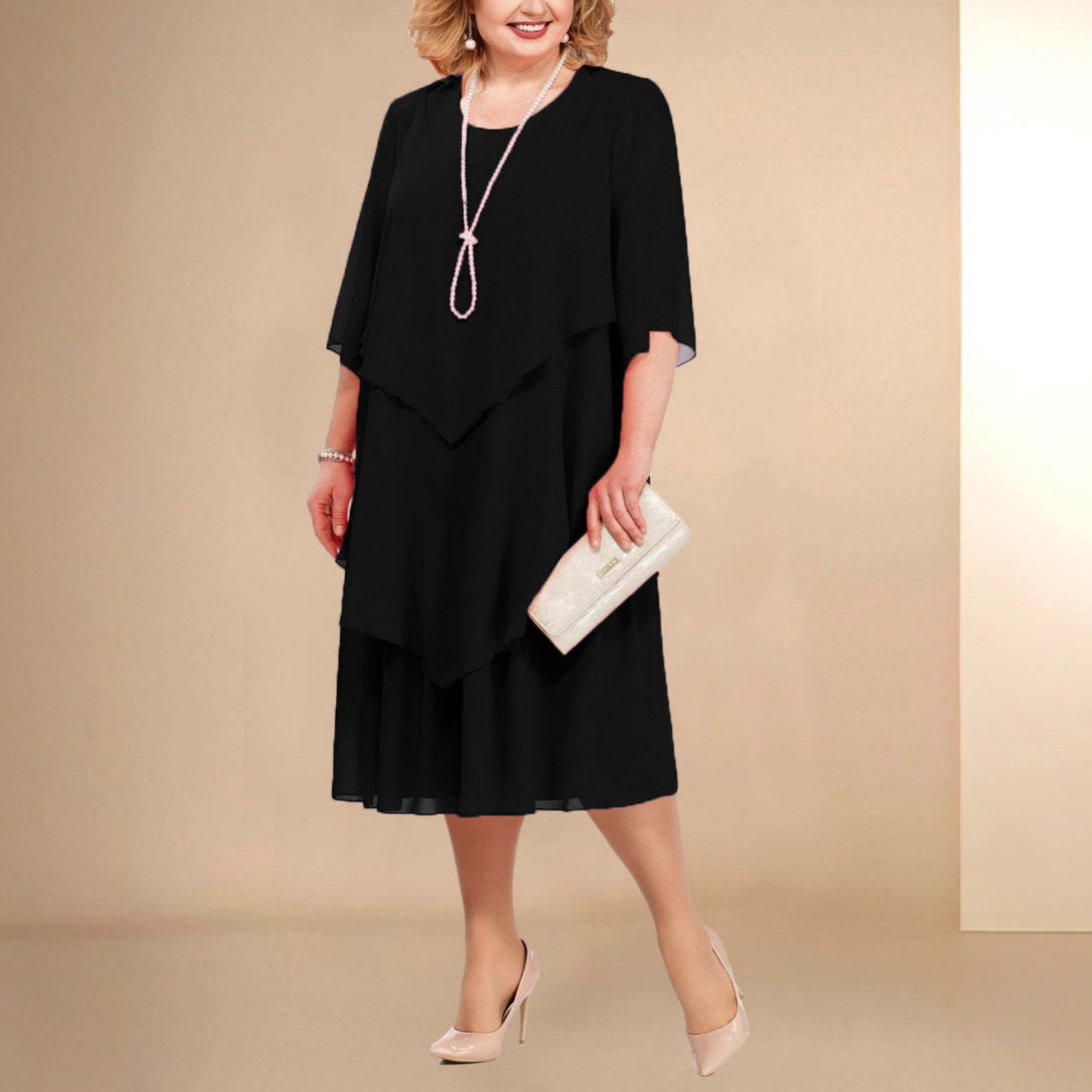 Celina | Elegantes, Luftiges &amp; Bequemes Damen Chiffonkleid 0