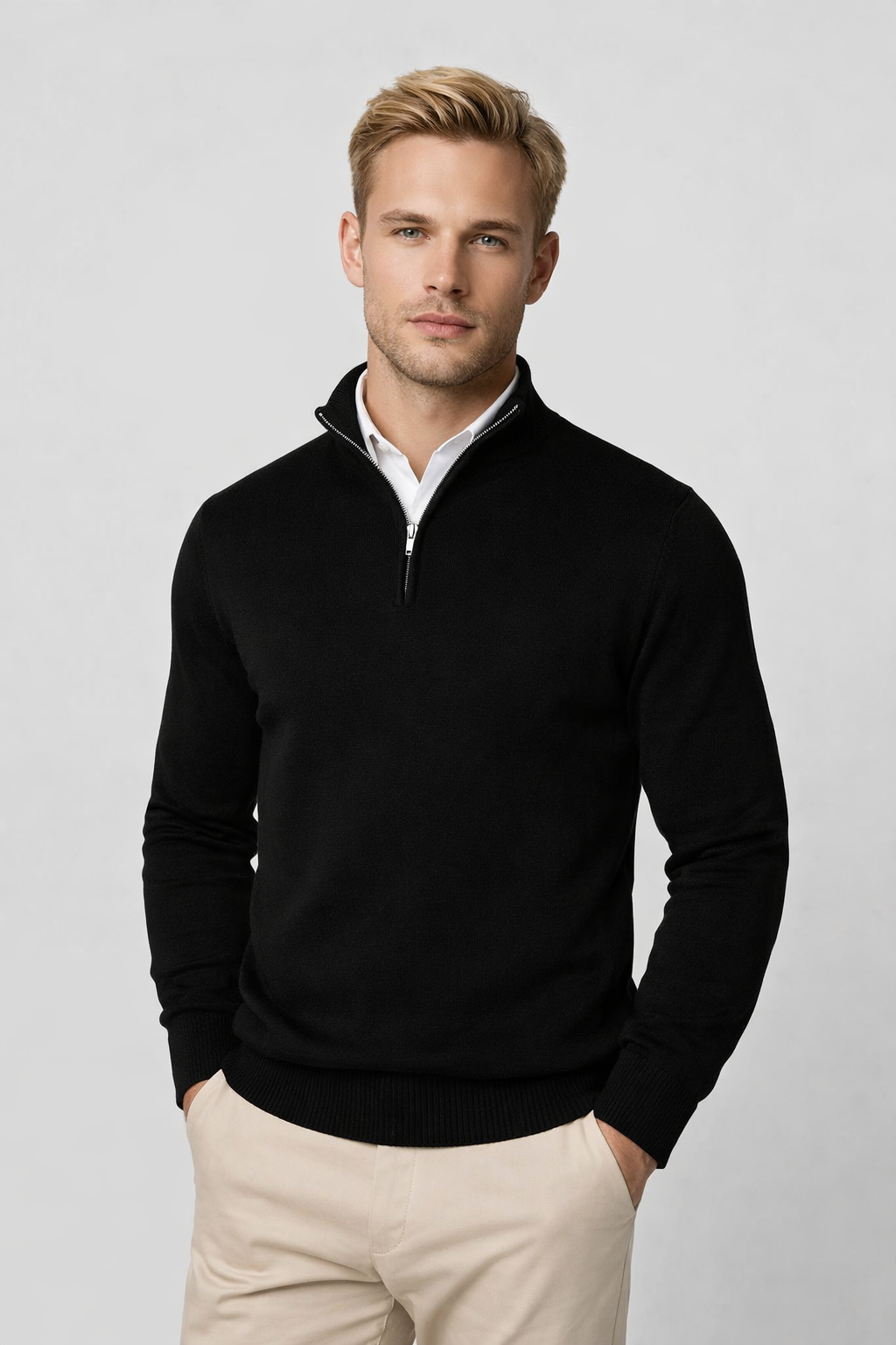 Christopher | Herren-Pullover mit halbem Reißverschluss und hohem Kragen 0