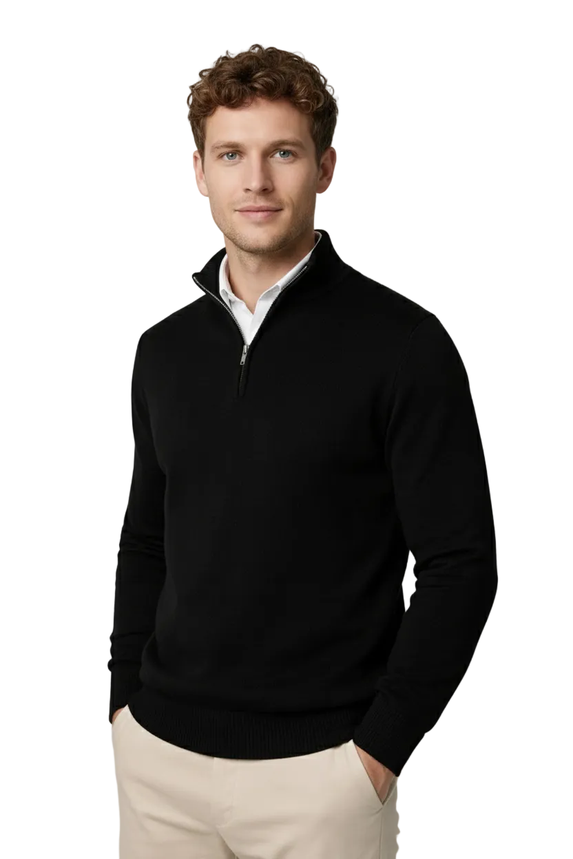 Christopher | Herren-Pullover mit halbem Reißverschluss und hohem Kragen 1
