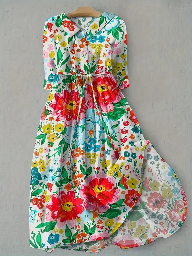Civara | Elegantes Festliches Damenkleid mit Blumendruck 0